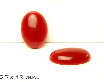 Edelstein Cabochon, Jade, 25 x 18 mm, rot