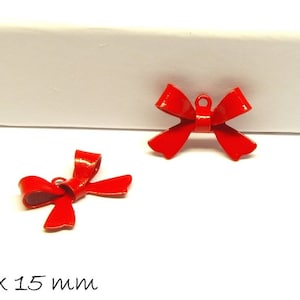Pendant bow made of brass in red 10 x 15 mm