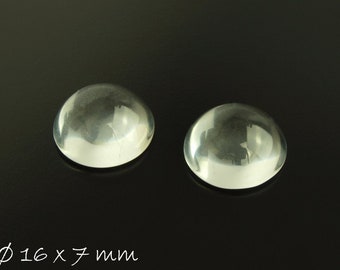 Glass cabochons round clear 16 mm - high