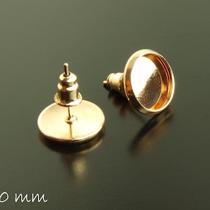 Earring blank rose gold 10 mm cabochon