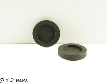 Settings for wooden cabochons, 12 mm, black