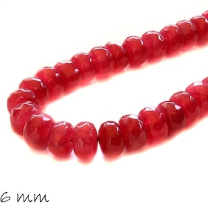 Faceted Jade Beads oval 8 x 6 mm red