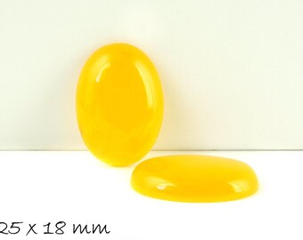 1 pc cabochons, yellow jade, 25 x 18 mm