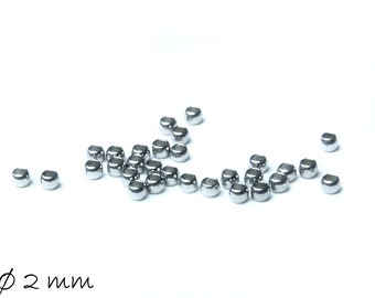 Quetschperlen aus Edelstahl, Ø 2 mm Silber