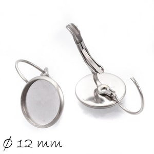 Leverback oorbellen van roestvrij staal zilver voor 12 mm cabochon