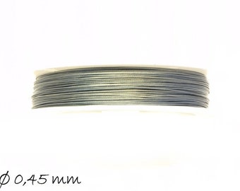0,06EUR/mètre - 50 m Fil de bijoux 0,45 mm, gris - argent