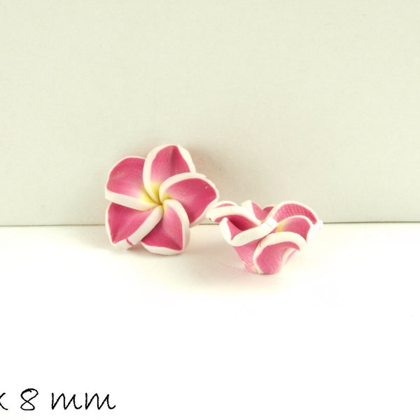 4 PCs frangipani fleurs Fimo argile rose 15 x 9 mm