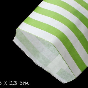 10 sacchetti di carta strisce bianche verdi 13 x 16,5 cm