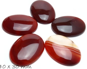 B-STOCK - 1 piece gemstone cabochons agate, 40 x 30 mm red