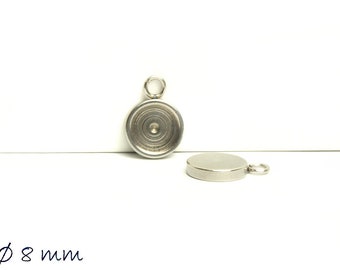 Solid pendant/medallion socket 8 mm silver, stainless steel