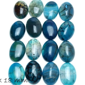 B-stock - gemstone cabochon, agate, dragon vein, 25 x 18 mm, blue-black