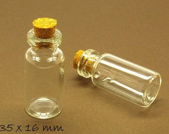 Petites bouteilles en verre 35 x 16 mm avec bouchon pendentif bouteille en verre charm