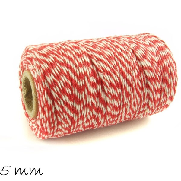 0,05EUR/m - 100 m Baker's Twine, rot-weiß Ø 1,5 mm