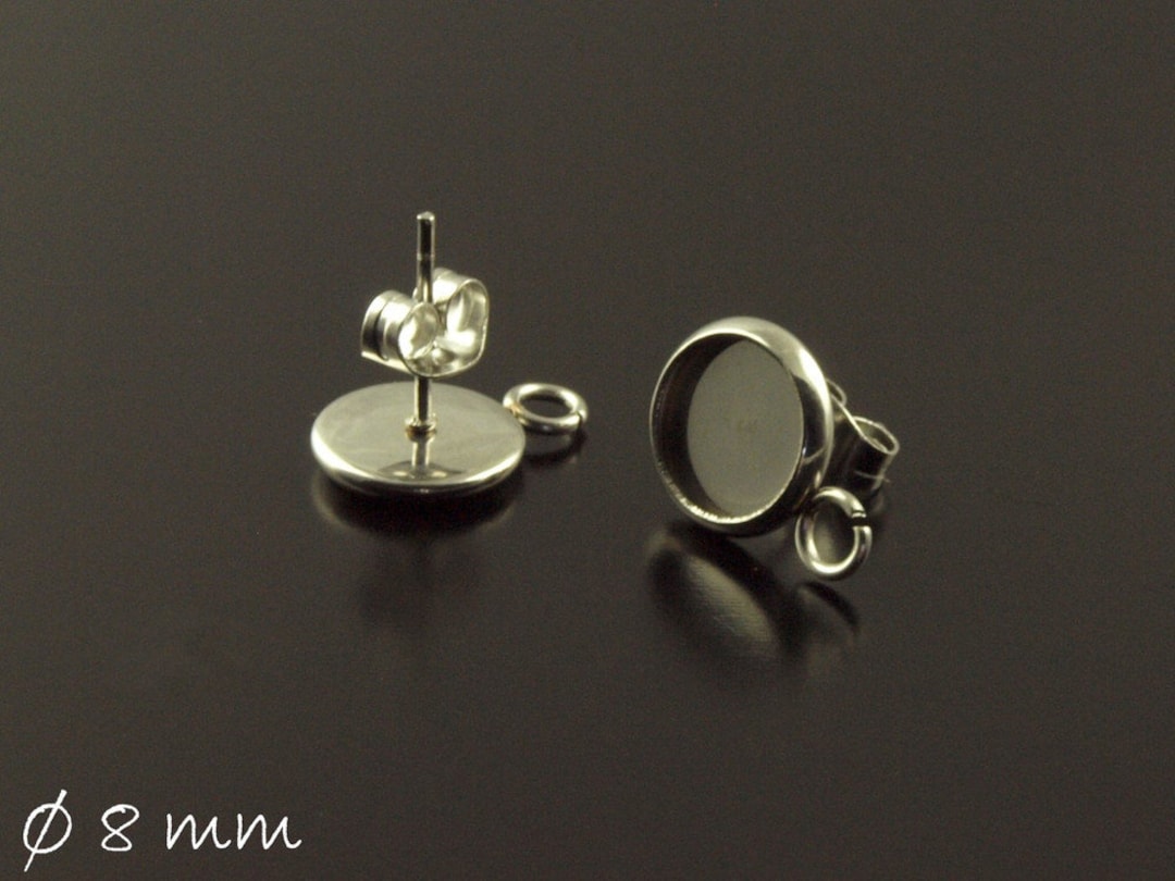 Stainless Steel Earring Blank With Eyelet and Setting, 8 Mm Earrings - Etsy
