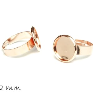 Stainless steel ring blanks 18 mm rose gold with 12 mm cabochon setting