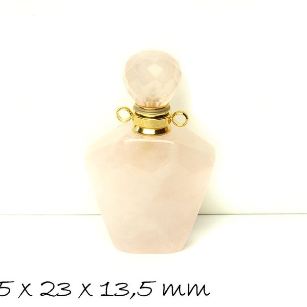 1 stk flacon de quartz rose avec bouchon à vis, 37,5 x 23 mm