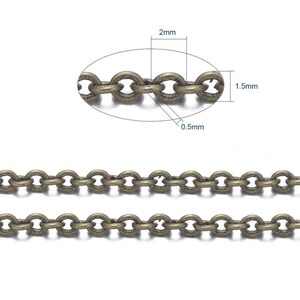 0.86EUR/meter - 5 m link chain bronze, fine, 2 x 1.5 mm