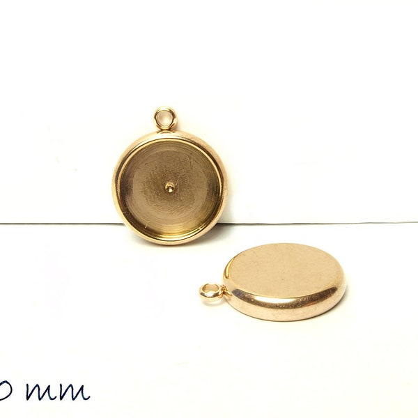 Solid pendant/medallion setting 10 mm rose gold, stainless steel