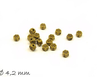 20 PCs x perles Rondelle 4.2 x 2,9 mm bronze