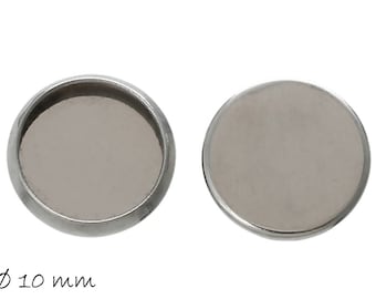 10 pcs. settings for cabochons lid stainless steel Ø 10 mm