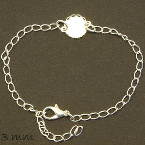3 bracelet blanks with cabochon setting 10 mm silver