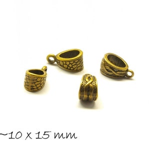 6 pcs pendant loops antique bronze mix 7~10 x 15 mm
