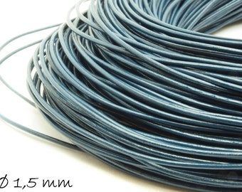 0.66EUR/meter - 5 m leather strap dark blue, Ø 1.5 mm leather blue