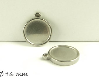 Massive pendant/medallion setting 16 mm silver, stainless steel