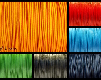 0.30EUR/meter - 5 m polyester cord (smooth), Ø 1 mm, different colours