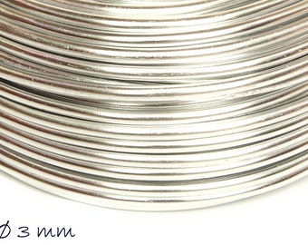 0,80EUR/mètre - 2 m fil d’aluminium, fil d’aluminium, argent, souple, Ø 3 mm