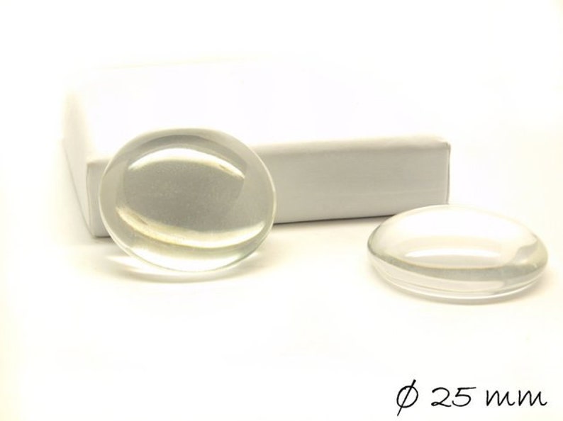 Glass cabochons, round, clear, Ø 25 mm image 1