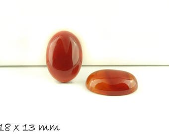 2 Stk Cabochons, roter Achat, 18 x 13 mm, oval