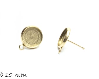 Edelstahl Ohrstecker Rohling mit Öse und Fassung, 10 mm in gold