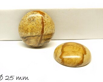 1 Stk Cabochons, gelber Jasper, Stein, 25 mm