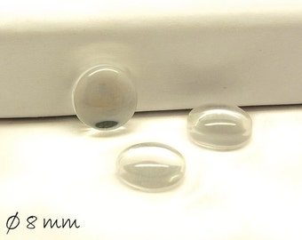 Runde klare 8 mm Glas Cabochons