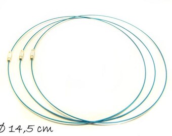 Collier en acier inoxydable colliers turquoise bleu, Collier acier 44,5 cm