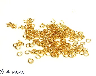 Jump rings (split rings), stainless steel - gold, Ø 4 mm