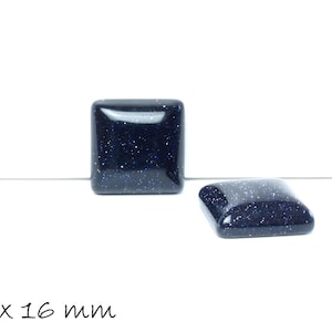 2 pcs cabochons en verre, rivière or violet, 16 x 16 mm