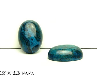 Ovale Edelstein Cabochons, Ripple-Jasper, 18 x 13 mm, blau