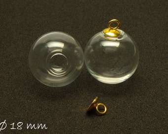 2 PCs perles creuses avec claire bouchon Ø 18 mm