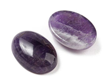 2 Amethyst gemstone cabochons, 18 x 13 mm