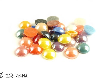 Runde opake Glas Cabochons 12 mm