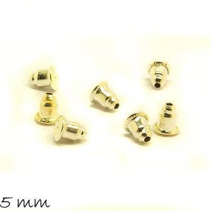 Ear nuts for ear studs, stoppers, silver, 6 x 5 mm