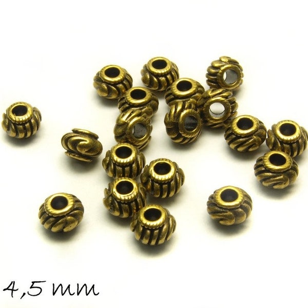 20 Stk Spacer Perlen Rondell 6 x 4,5 mm bronze