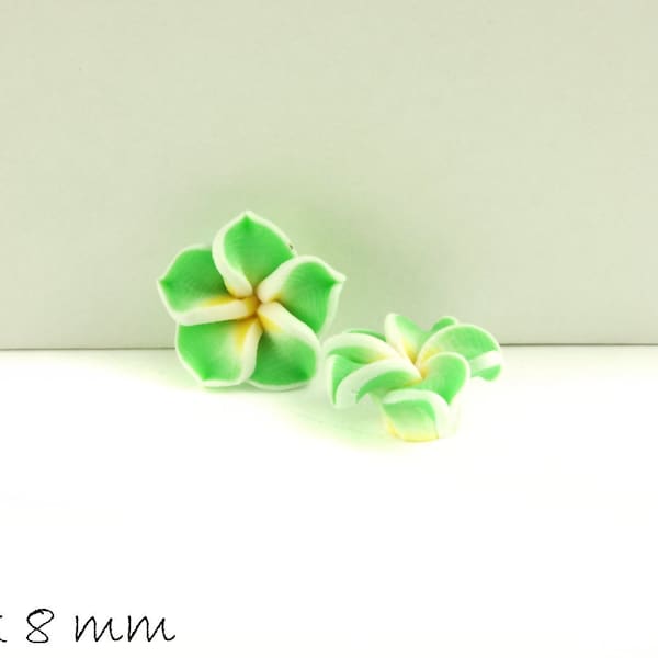 4 PCs frangipani fleurs Fimo argile verte 15 x 9 mm