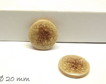 2 gecrackelte Porzellan Cabochons Ø 20 mm braun