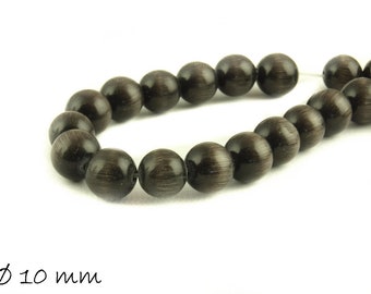 10 Cat Eye Perlen, Ø 10 mm, schwarz