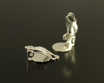 Ear clip blanks in silver with 10 mm adhesive surface