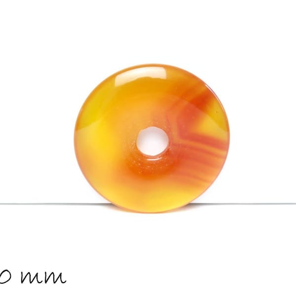 1 pièce pendentif donut pierre précieuse agate Ø 30 mm, rouge-orange