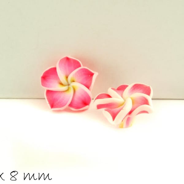 4 PCs frangipani fleurs Fimo argile rose-rose 15 x 9 mm